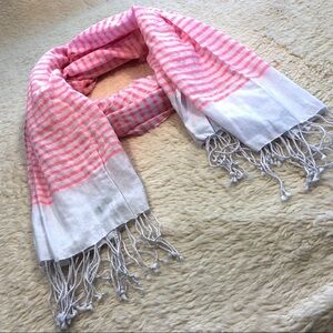 Gap Scarf Wrap Shawl Sarong Cotton Summer/Spring Stripe Pink/White Womens OS EUC